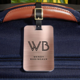 Etiqueta De Bagagem Rosa Rosa Cor-de-na moda Rosa Dourada Metal Dois M