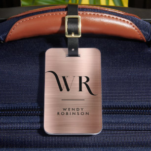 Etiqueta De Bagagem Rosa Rosa Cor-de-na moda Rosa Dourada Metal Dois M