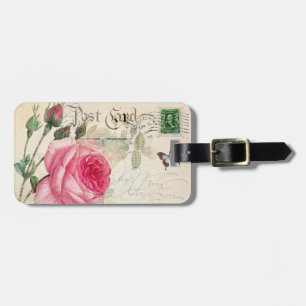 Etiqueta De Bagagem Rosa Rosa Rosa Rosa, Tag Francês Acentos