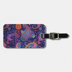 Etiqueta De Bagagem Rosa roxo de Paisley