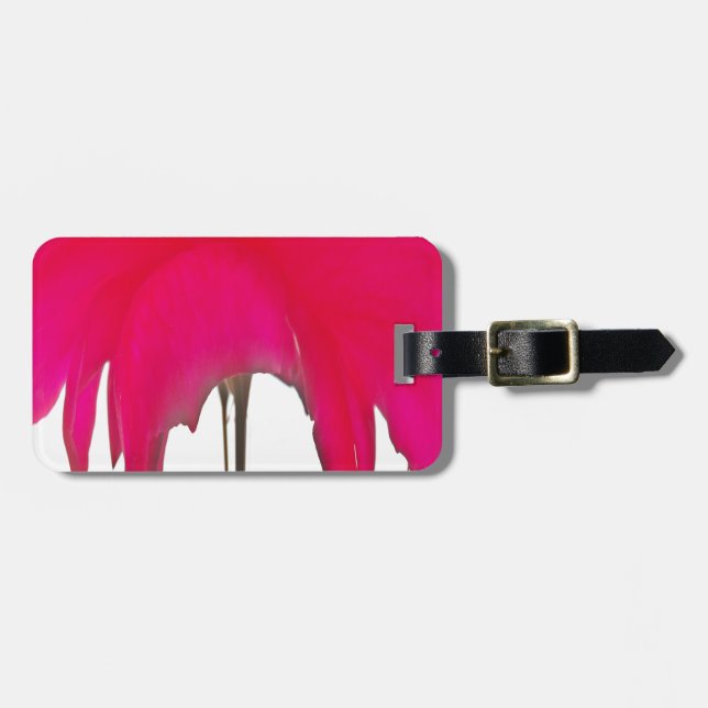Etiqueta De Bagagem Rosa vermelha incrível sob o céu branco. (Frente Horizontal)