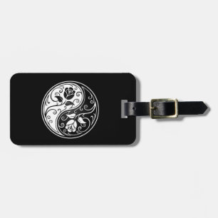 Etiqueta De Bagagem Rosas brancos e pretos de Yin Yang