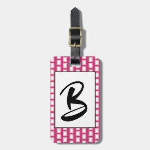 Etiqueta De Bagagem Rosas claro Negrito e Monograma Retroativo Funky B