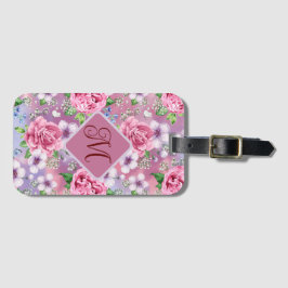 Etiqueta de Bagagem Rosas Cor-de-Rosa Monogramada
