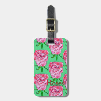 Etiqueta De Bagagem Rosas em Branco