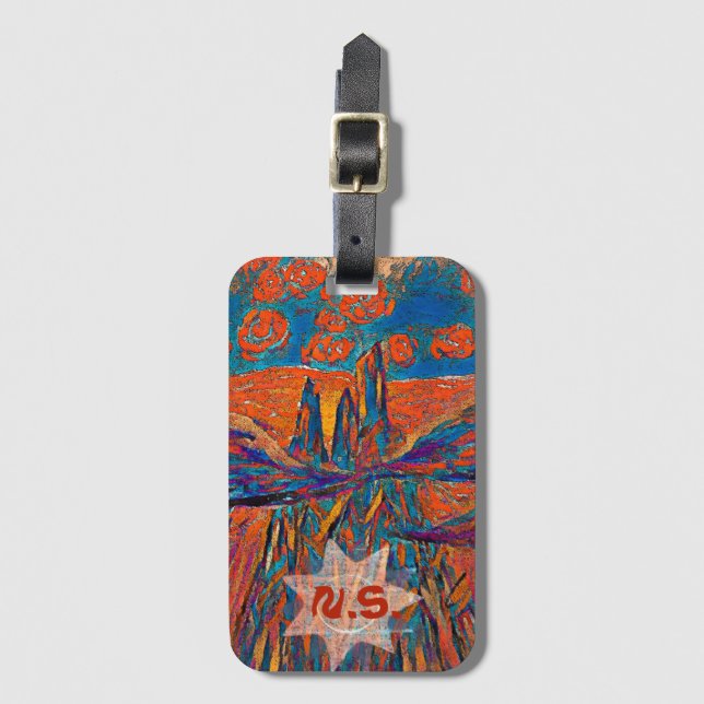 Etiqueta De Bagagem Rosas expressivos no céu (Frente Vertical)