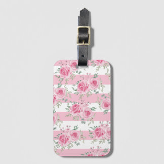 Etiqueta De Bagagem Rosas Florais bonito, Rosa, Riscos Rosa