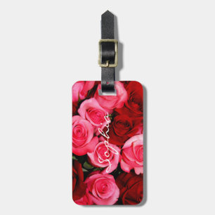 Etiqueta De Bagagem Rosas, rosa e vermelho