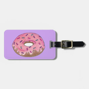 Etiqueta De Bagagem Rosquinha cor-de-rosa aspersa Comida de rosca