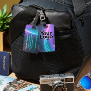 Etiqueta De Bagagem Roteamento de serenidade Neon Elétrico Azul e Rosa