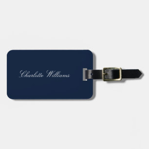 Etiqueta De Bagagem Roteiro Moderno Azul Marinho Minimalista Personali