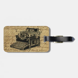 Etiqueta De Bagagem roteiros jornalísticos burlap antique tywrite