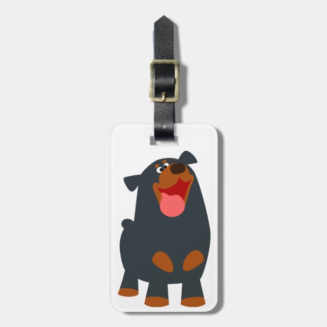 Etiqueta de Bagagem Rottweiler de Cartoon Bonito (Frente Vertical)
