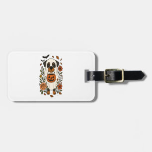 Etiqueta De Bagagem Rottweiler de Halloween com Flores
