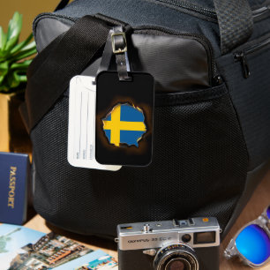 Etiqueta De Bagagem Roupa Suecia Flag Dentro Me, Marcas de gravação su