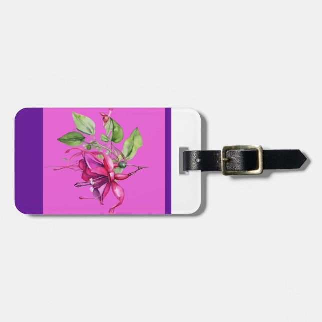 Etiqueta de Bagagem Roxa Moderna Fuschia (Frente Horizontal)