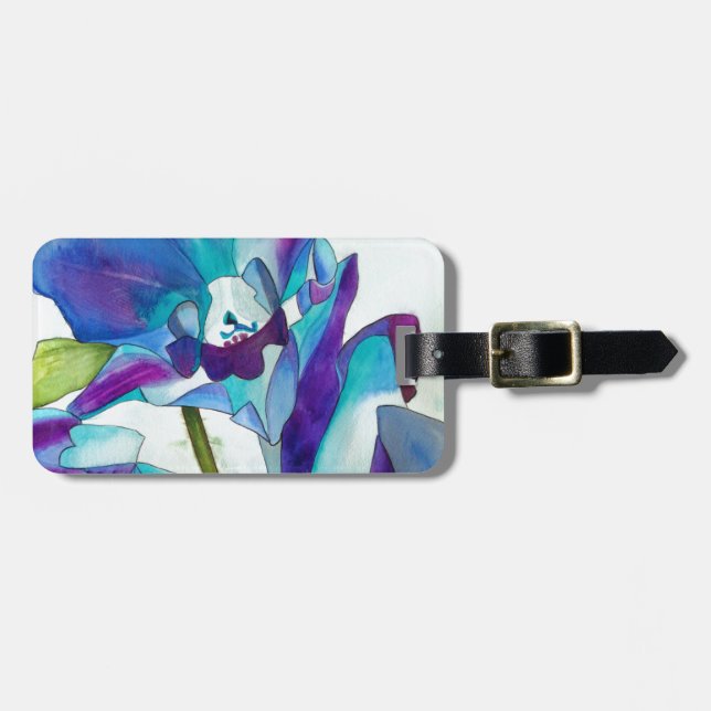 Etiqueta De Bagagem Roxo Cingapura Orquídea, pintura aquosa (Frente Horizontal)