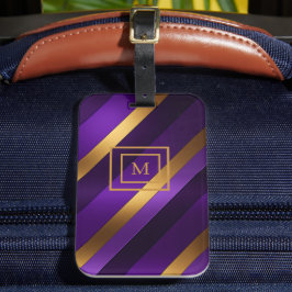 Etiqueta De Bagagem Roxo e Dourado, Monograma com distribuição diagona