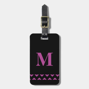 Etiqueta De Bagagem Roxo e Preto Personalizado Monograma