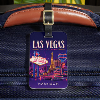 Etiqueta De Bagagem Roxo Escuro Personalizado EUA Las Vegas Nevada Vid