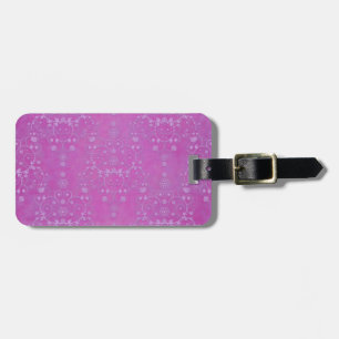 Etiqueta De Bagagem Roxo Fuchsia Padrão Floral Intrincado Damasko