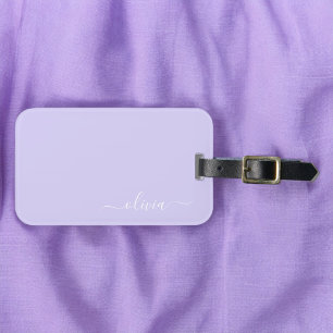 Etiqueta De Bagagem Roxo Lavanda Nome Monograma Moderno Grafia Feminin
