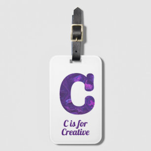 Etiqueta De Bagagem Roxo - Letra C é para Monograma Criativo