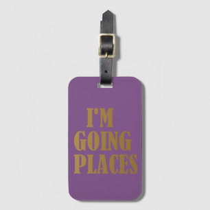 Etiqueta De Bagagem Roxo Personalizado Dourado Vou a Lugares