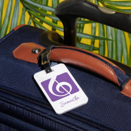 Etiqueta De Bagagem Roxo Treble Clef Music Símbolo Bagagem