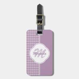 Etiqueta De Bagagem Roxo Xadrez Monograma e Nome Pastel Bonito