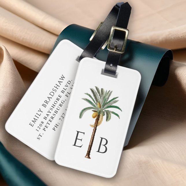 Etiqueta De Bagagem Royal Palm Logo Classic Tropical Monogram (Criador carregado)