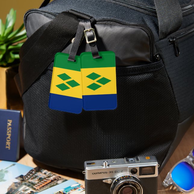 Etiqueta De Bagagem Rua Vincent e Bandeira de Granadinas Vincy (Frente e verso)