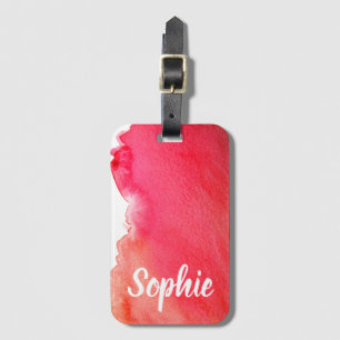 Etiqueta De Bagagem Ruby red watercolor personalizada viagem