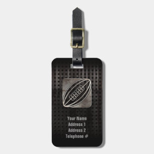 Etiqueta De Bagagem Rugby; Preto legal