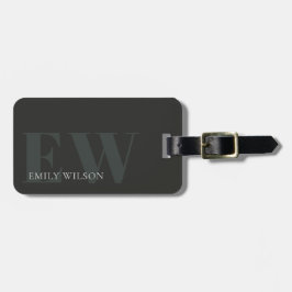 Etiqueta De Bagagem Rustic Dark Dusky Green - Endereço do Monograma Ve