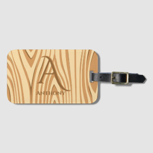 Etiqueta De Bagagem Rustic Faux Stainha Castanho Monograma Personaliza