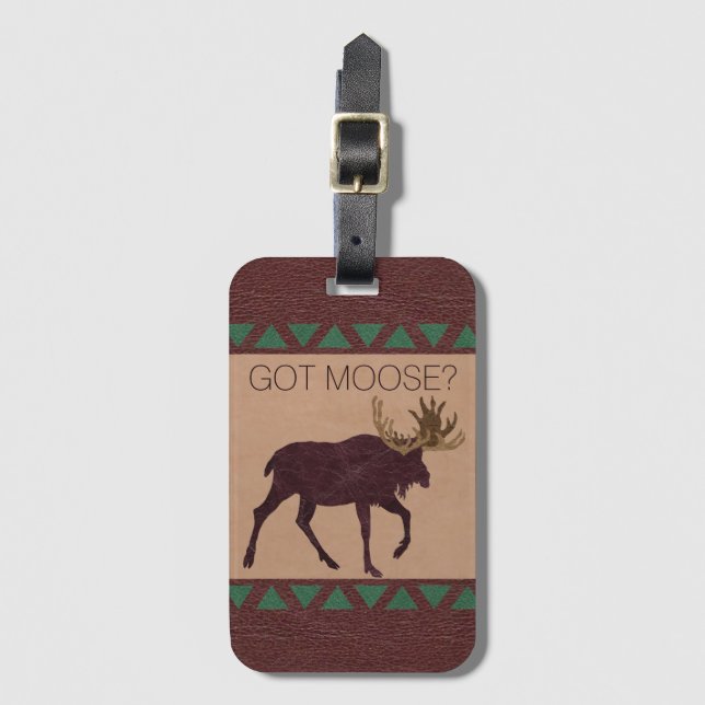 Etiqueta De Bagagem Rustic Moose Faux Leather Vertical Tem Moose? (Frente Vertical)
