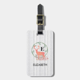 Etiqueta De Bagagem Rustic Reindeer Boho Watercolor Personalizado