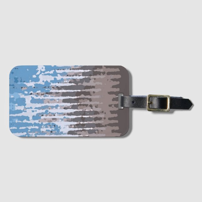 Etiqueta De Bagagem Rustic Weathered/ Brown Blue Design (Frente Horizontal)