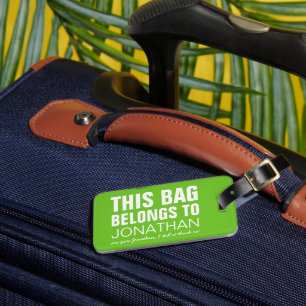 Etiqueta De Bagagem Saco Engraçado Personalizado   Atenção Humor Verde