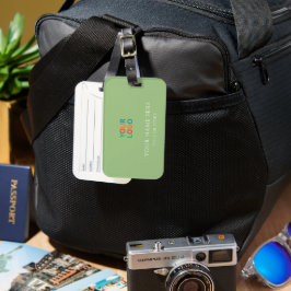 Etiqueta De Bagagem Sage Verde Nome e logotipo personalizados