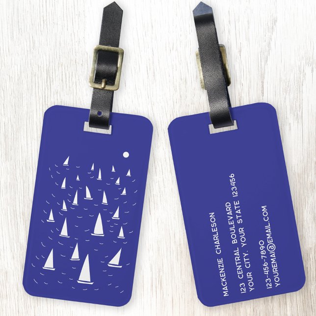 Etiqueta De Bagagem Sailing Boat Nautical (Sailing boat yacht personalized nautical luggage tag)