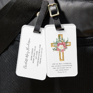 Etiqueta De Bagagem Salmo 91:11 Bíblias Versos Peões Religiosos Atrave