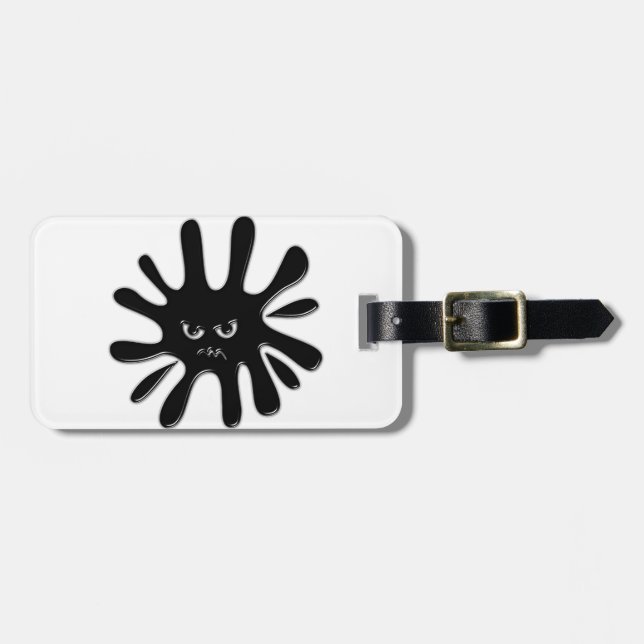 Etiqueta De Bagagem Salpico de Tinta Preta com Raiva (Frente Horizontal)