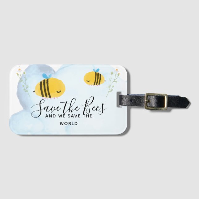 Etiqueta De Bagagem Salve As Abelhas Citações Personalizadas Dizendo S (Frente Horizontal)