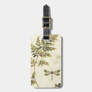 Etiqueta De Bagagem Samambaias decorativas e uma libélula