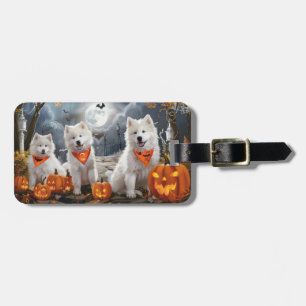 Etiqueta De Bagagem Samoyed Halloween Spooky