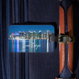 Etiqueta De Bagagem San Diego Skyline Night