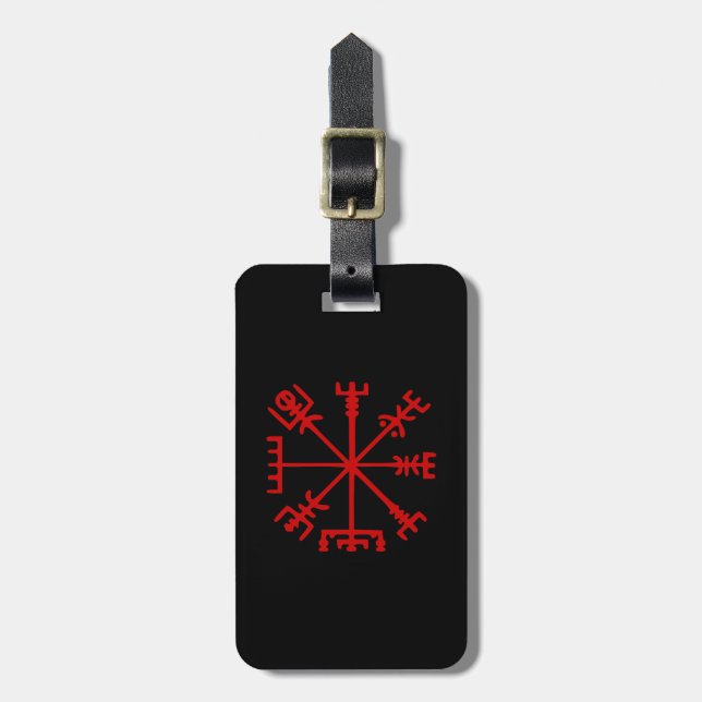 Etiqueta De Bagagem Sangue Red Vegvísir (Viking Compass) (Frente Vertical)