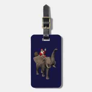 Etiqueta De Bagagem Santa Claus Andando Em Elefante
